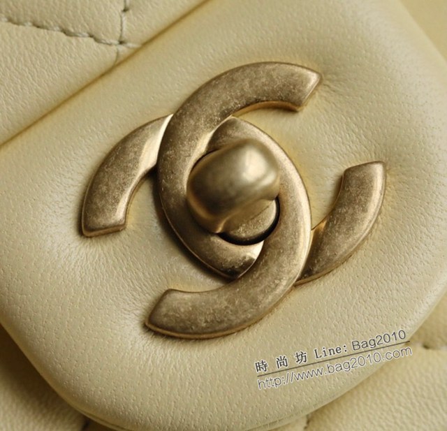 Chanel專櫃秋冬新色金球包小雞黃小羊皮口蓋包 香奈兒菱格紋小金球cf鏈條女包 djc5267